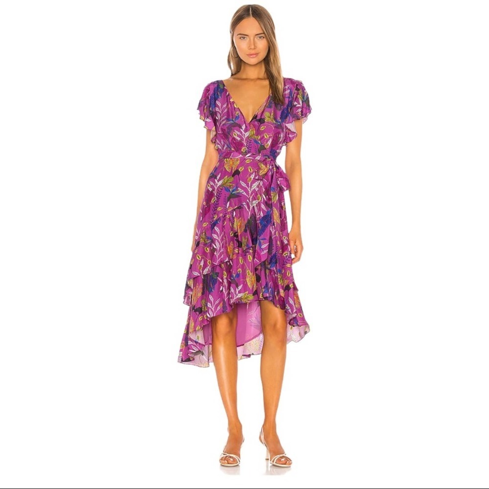 Tanya Taylor dita silk wrap short sleeve dress Like new condition no si…